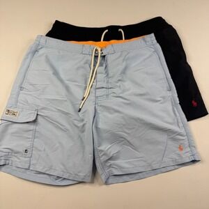 Polo Ralph Lauren Swim Trunks Lot of 2 Mens XXL (36) Black Blue Pony Logo
